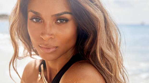 Ciara was photographed by Ben Watts in Barbados. Swimsuit by Alon Livine. Cuff provided by New York Vintage. 
